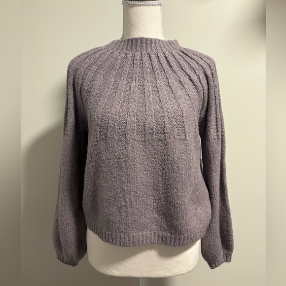 Cloth by Design Sweaters - Cloth by Design Mock Neck Sweater| Medium Dusty Lavender | Ribbed Long Sleeve